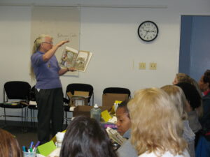 Prof. Mary Hynes-Barry at one of the first professional development sessions of the Early Math Collaborative, circa 2007.