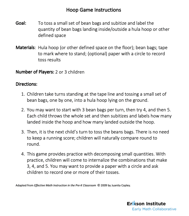 Hoop Game Directions simple tossing game