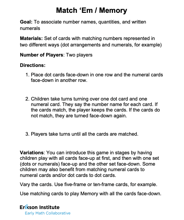 Make a Match playing card games