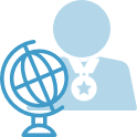 Professionals around the globe icon.